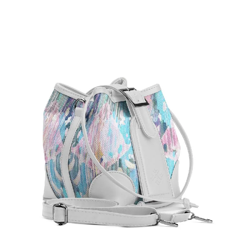 PVC Bucket Bag in Clear with Glitter Accents for a Fun and Edgy Style White Bucket Bags Vibrant purple