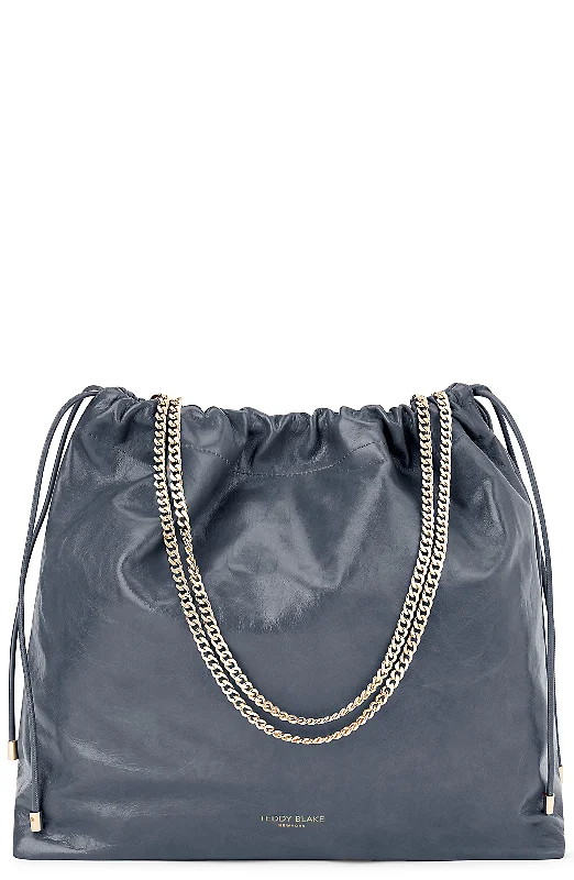 Satin Bucket Bag in Champagne with Rhinestone - Studded Logo for a Special Occasion Vittoria Naplak 14" Satin Bucket Bag in Champagne with Rhinestone - Studded Logo for a Special Occasion Vittoria Naplak 14"