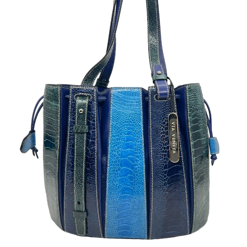 Women's Drawstring Bucket Bag in Mustard Yellow with Pockets for Practicality VIA LA MODA VENETA Ostrich "Fern" Bucket Bag - Blue New w/Tags Women's Drawstring Bucket Bag in Mustard Yellow with Pockets for Practicality VIA LA MODA VENETA Ostrich "Fern" Bucket Bag - Blue New w/Tags