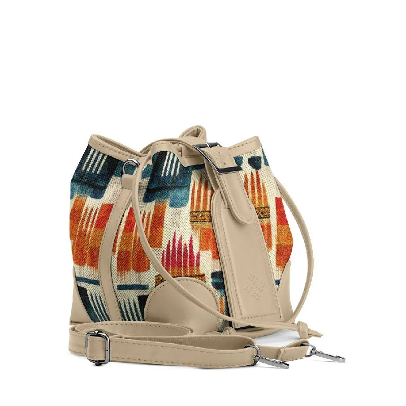 Women's Bucket Bag with Magnetic Closure in Purple for Easy Access Beige Bucket Bags Balinese Women's Bucket Bag with Magnetic Closure in Purple for Easy Access Beige Bucket Bags Balinese