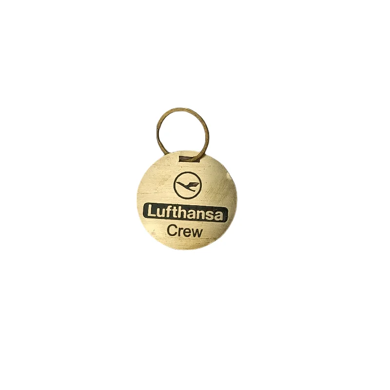 Canvas Beach Bag with Mesh Pockets for Sand - Free Drying LUFTHANSA CREW BRASS TAG ROUND GOLDEN Canvas Beach Bag with Mesh Pockets for Sand - Free Drying LUFTHANSA CREW BRASS TAG ROUND GOLDEN