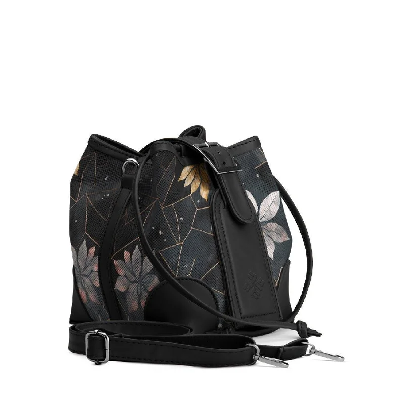 Vegan Leather Bucket Bag in Light Gray for the Ethical Fashionista Black Bucket Bags Dark Floral Vegan Leather Bucket Bag in Light Gray for the Ethical Fashionista Black Bucket Bags Dark Floral