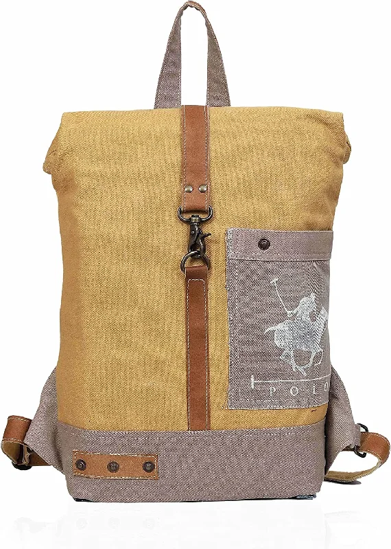 Military - Inspired Canvas Rucksack for Outdoor Adventures CLA 20 Inch Upcycle Canvas & Cowhide Leather ruck sack for women, back pack for women Military - Inspired Canvas Rucksack for Outdoor Adventures CLA 20 Inch Upcycle Canvas & Cowhide Leather ruck sack for women, back pack for women