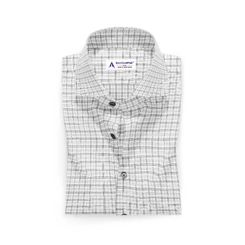 Canvas Bag with Leather Trim for a Stylish and Durable Look WHITE BLACK IN CHECKS BT100232 Canvas Bag with Leather Trim for a Stylish and Durable Look WHITE BLACK IN CHECKS BT100232