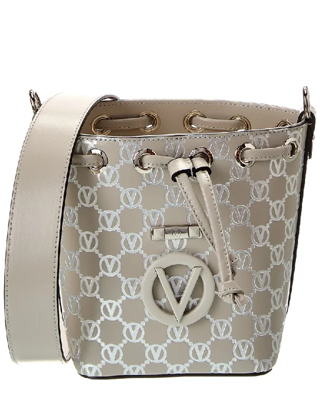 Denim Bucket Bag in Washed Blue with Patchwork for a Vintage - Inspired Look Valentino by Mario Valentino Jules Monogram Leather Bucket Bag Denim Bucket Bag in Washed Blue with Patchwork for a Vintage - Inspired Look Valentino by Mario Valentino Jules Monogram Leather Bucket Bag