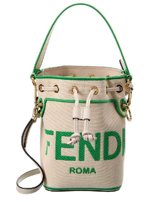 Denim Bucket Bag in Washed Blue with Patchwork for a Vintage - Inspired Look FENDI Mon Tresor Mini Canvas Bucket Bag Denim Bucket Bag in Washed Blue with Patchwork for a Vintage - Inspired Look FENDI Mon Tresor Mini Canvas Bucket Bag