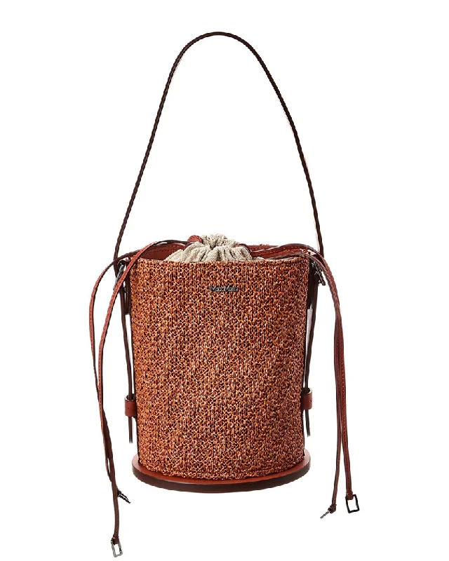 Canvas Bucket Bag in Navy Blue with Striped Interior for a Nautical - Inspired Outfit Max Mara Logo Plaque Leather-Trim Bucket Bag Canvas Bucket Bag in Navy Blue with Striped Interior for a Nautical - Inspired Outfit Max Mara Logo Plaque Leather-Trim Bucket Bag