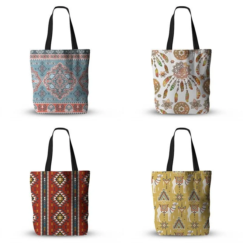 Customizable Canvas Tote Bag for Brand Promotion Turkish bohemian Ethnic Canvas Tote Bag