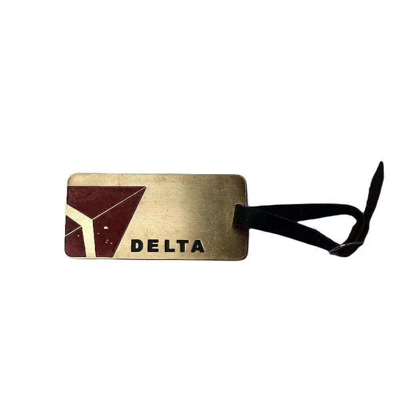 Rustic Brown Canvas Duffle Bag for Weekend Getaways DELTA AIR LINES BRASS TAG RECTANGLE GOLDEN Rustic Brown Canvas Duffle Bag for Weekend Getaways DELTA AIR LINES BRASS TAG RECTANGLE GOLDEN