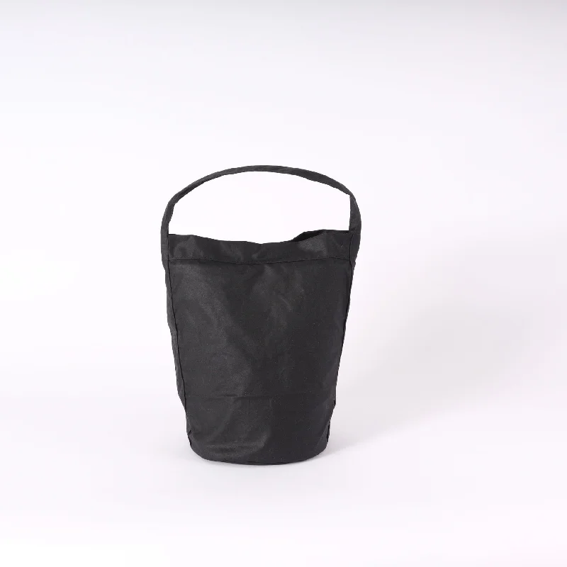 Canvas Bucket Bag in Navy Blue with Striped Interior for a Nautical - Inspired Outfit Black Waxed Bucket Bag Canvas Bucket Bag in Navy Blue with Striped Interior for a Nautical - Inspired Outfit Black Waxed Bucket Bag