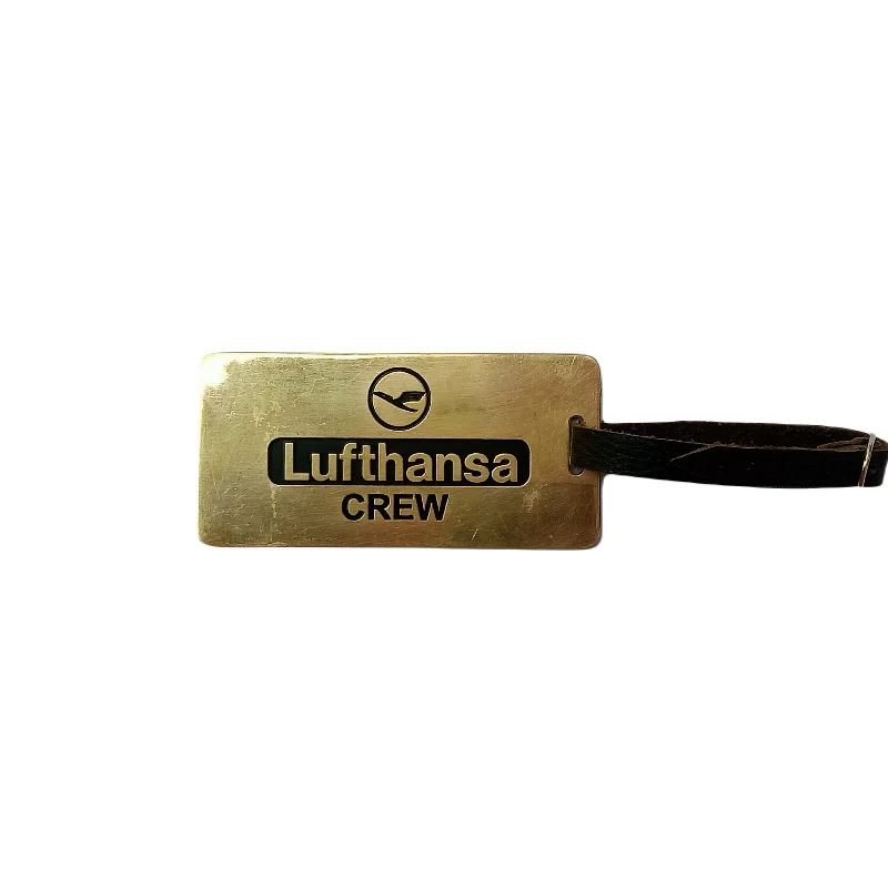 Multicolor Striped Canvas Tote Bag for Beach Trips LUFTHANSA CREW BRASS TAG RECTANGLE GOLDEN Multicolor Striped Canvas Tote Bag for Beach Trips LUFTHANSA CREW BRASS TAG RECTANGLE GOLDEN