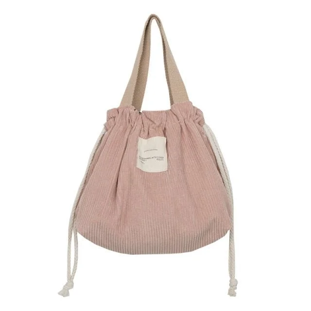Canvas Beach Bag with Mesh Pockets for Sand - Free Drying Drawstring Lunch Bag Corduroy Canvas Beach Bag with Mesh Pockets for Sand - Free Drying Drawstring Lunch Bag Corduroy