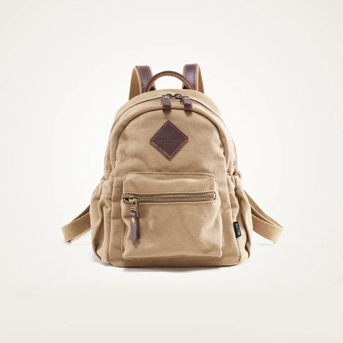 Boho - Style Embroidered Canvas Handbag for Summer Festivals Stylish Women's Brown Canvas And Leather Backpack Purse Small Rucksack Bag With Zipper Boho - Style Embroidered Canvas Handbag for Summer Festivals Stylish Women's Brown Canvas And Leather Backpack Purse Small Rucksack Bag With Zipper