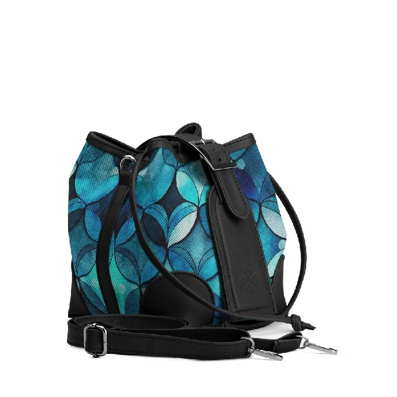 Women's Printed Bucket Bag in Floral Patterns for a Spring - Themed Day at the Park Black Bucket Bags Blues Women's Printed Bucket Bag in Floral Patterns for a Spring - Themed Day at the Park Black Bucket Bags Blues