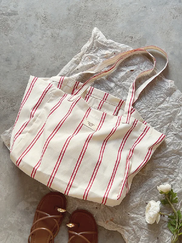Canvas Bag with Leather Trim for a Stylish and Durable Look Elena Handbags Striped Cotton Canvas Shoulder Bag Canvas Bag with Leather Trim for a Stylish and Durable Look Elena Handbags Striped Cotton Canvas Shoulder Bag