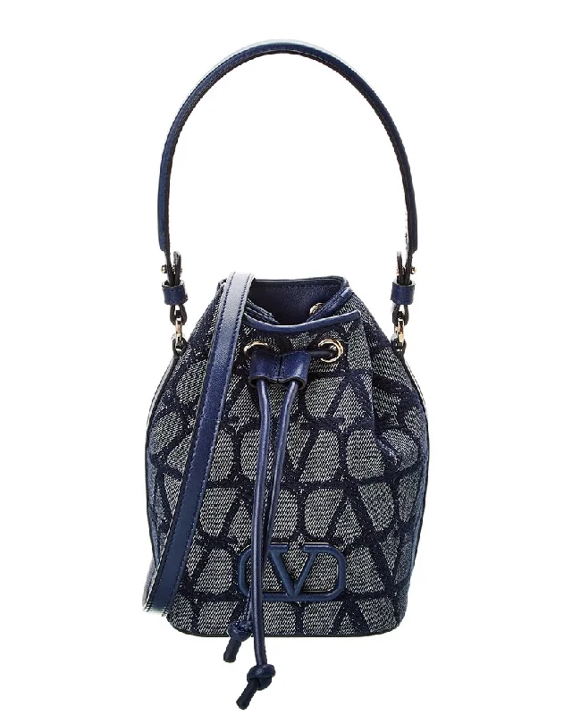 Women's Printed Bucket Bag in Floral Patterns for a Spring - Themed Day at the Park Valentino VLogo Mini Toile Canvas & Leather Bucket Bag Women's Printed Bucket Bag in Floral Patterns for a Spring - Themed Day at the Park Valentino VLogo Mini Toile Canvas & Leather Bucket Bag