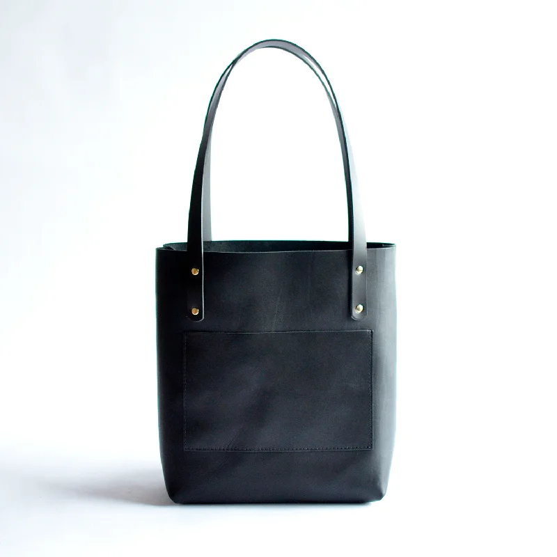 Canvas Bucket Bag in Navy Blue with Striped Interior for a Nautical - Inspired Outfit Medium Classic Tote - Black Leather Canvas Bucket Bag in Navy Blue with Striped Interior for a Nautical - Inspired Outfit Medium Classic Tote - Black Leather