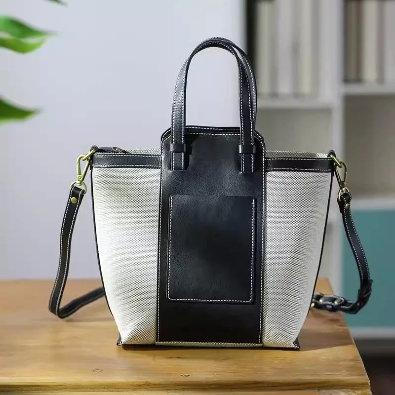 Canvas Bag with Leather Trim for a Stylish and Durable Look Chic Womens Small Canvas Tote Canvas Shoulder Handbags Canvas Bag with Leather Trim for a Stylish and Durable Look Chic Womens Small Canvas Tote Canvas Shoulder Handbags