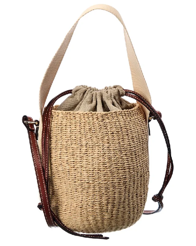 Women's Bucket Bag with Adjustable Shoulder Strap in Orange for Comfort on the Go Chloé Woody Small Raffia & Leather Bucket Bag Women's Bucket Bag with Adjustable Shoulder Strap in Orange for Comfort on the Go Chloé Woody Small Raffia & Leather Bucket Bag
