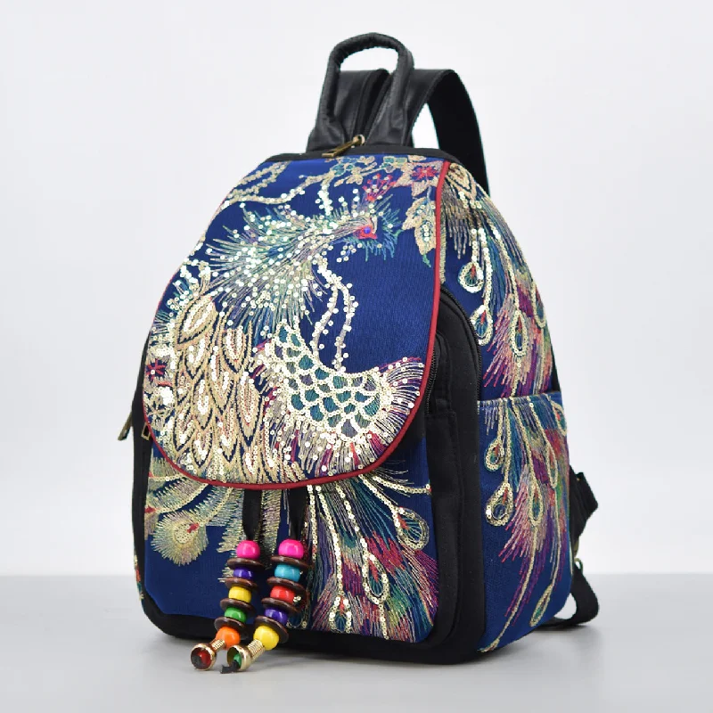 Multicolor Striped Canvas Tote Bag for Beach Trips Small Womens Embroidery Canvas Rucksack Backpack For Women Multicolor Striped Canvas Tote Bag for Beach Trips Small Womens Embroidery Canvas Rucksack Backpack For Women