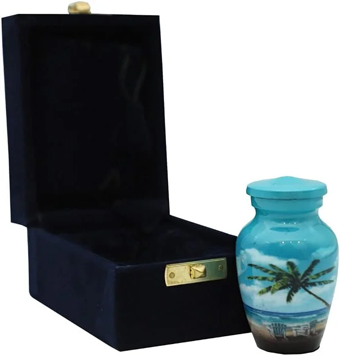 Printed Floral Pattern Canvas Shoulder Bag for Spring Outfits Blue Beach Small Keepsake - Keepsake Urn with 1 Velvet Box Bag-Mini Keepsake Urn - Ashes Urn 4" H x 2.4" W x 3" L Printed Floral Pattern Canvas Shoulder Bag for Spring Outfits Blue Beach Small Keepsake - Keepsake Urn with 1 Velvet Box Bag-Mini Keepsake Urn - Ashes Urn 4" H x 2.4" W x 3" L