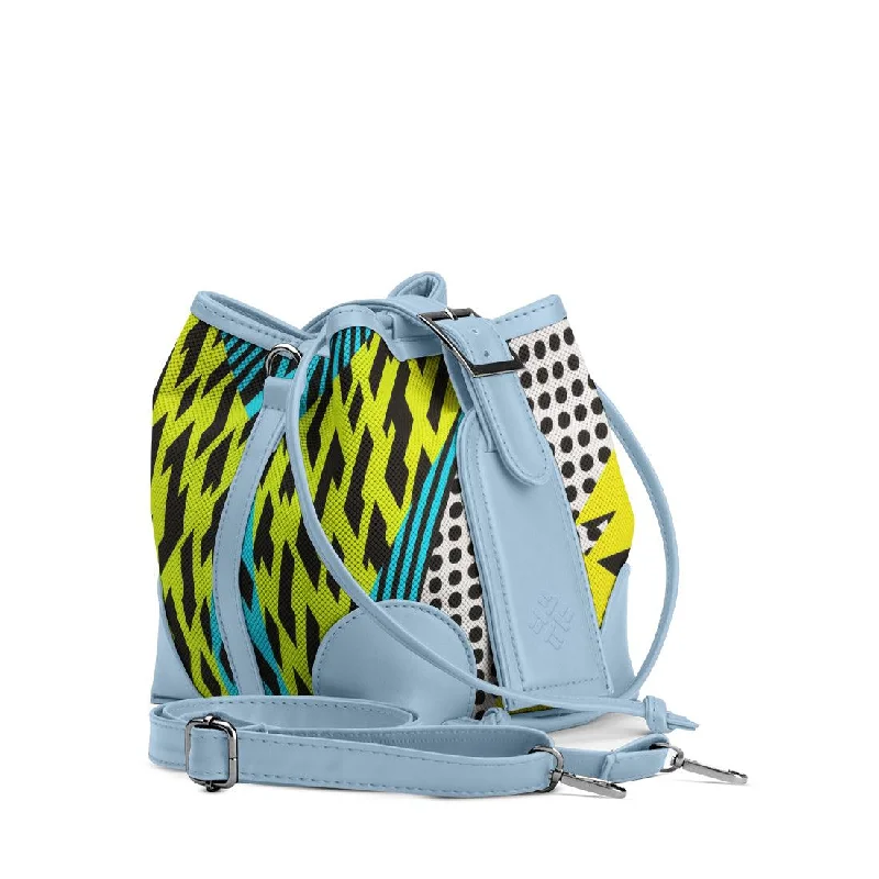 Canvas and Leather - Trimmed Bucket Bag in Beige for a Casual Weekend Getaway Blue Bucket Bags Electric Canvas and Leather - Trimmed Bucket Bag in Beige for a Casual Weekend Getaway Blue Bucket Bags Electric