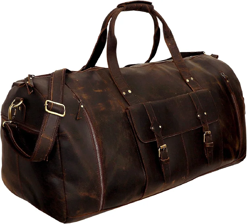 Recycled Canvas Shoulder Bag for Eco - Conscious Consumers Premium Brown Vintage Leather Weekender Duffel Bag for Men and Women: Your Ideal Travel, Gym, and Overnight Companion - Vintage Leather bag Recycled Canvas Shoulder Bag for Eco - Conscious Consumers Premium Brown Vintage Leather Weekender Duffel Bag for Men and Women: Your Ideal Travel, Gym, and Overnight Companion - Vintage Leather bag