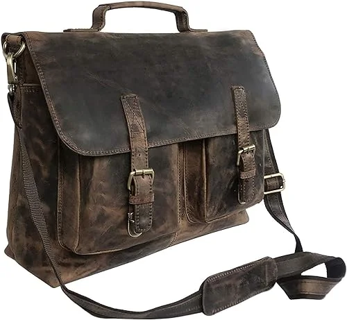 Waterproof Canvas Messenger Bag for Commuting in All Weather Vintage Elegance: 16-Inch Retro Buffalo Leather Messenger Bag for Office and College (Vintage Brown) Waterproof Canvas Messenger Bag for Commuting in All Weather Vintage Elegance: 16-Inch Retro Buffalo Leather Messenger Bag for Office and College (Vintage Brown)