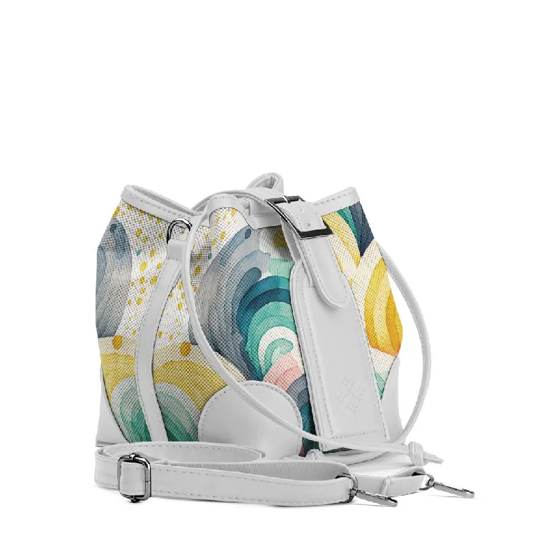 Canvas Bucket Bag in Navy Blue with Striped Interior for a Nautical - Inspired Outfit White Bucket Bags Scribbles Canvas Bucket Bag in Navy Blue with Striped Interior for a Nautical - Inspired Outfit White Bucket Bags Scribbles