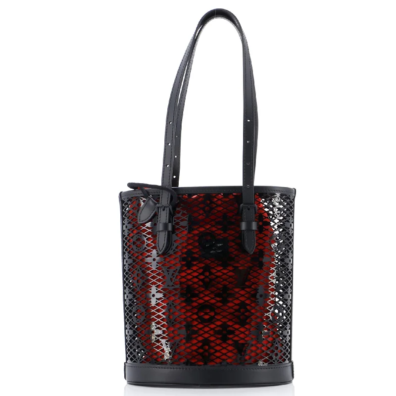 Bucket Bag with Embossed Animal Print in Tan for a Wild and Stylish Statement Bucket Bag Monogram Lace Leather PM