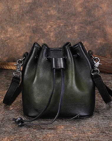 Women's Bucket Bag with Adjustable Shoulder Strap in Orange for Comfort on the Go Vintage Green Leather Womens Bucket Shoulder Bags Bucket Crossbody Purse for Women