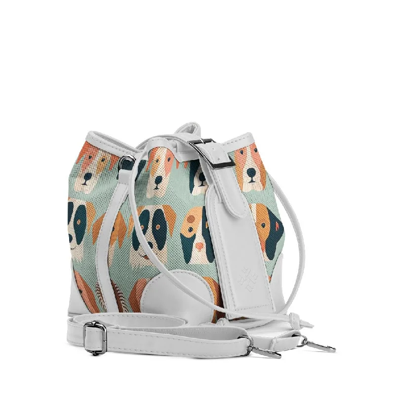 PVC Bucket Bag in Clear with Glitter Accents for a Fun and Edgy Style White Bucket Bags Dogs PVC Bucket Bag in Clear with Glitter Accents for a Fun and Edgy Style White Bucket Bags Dogs