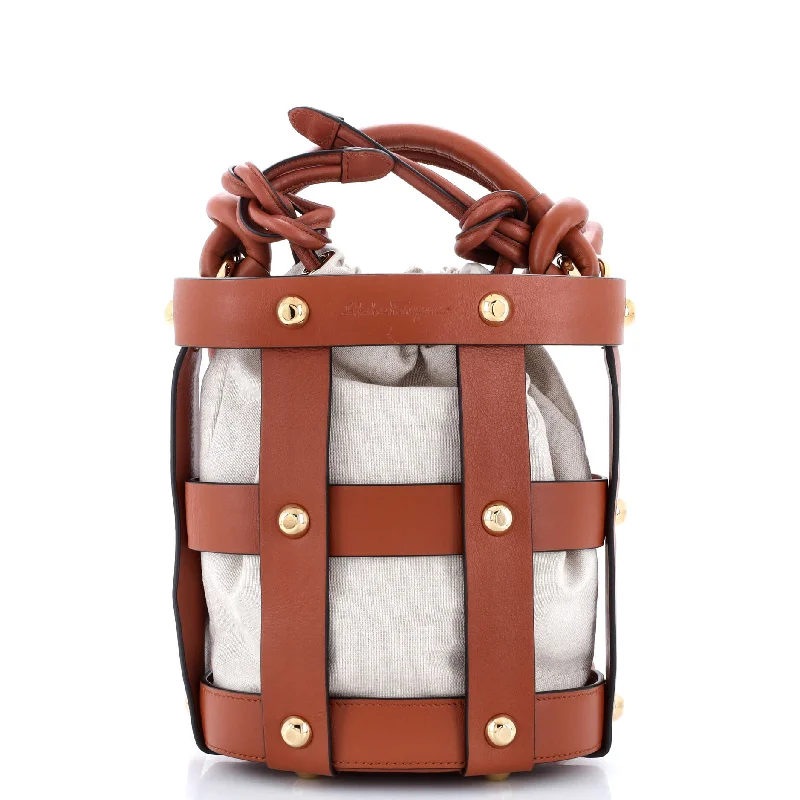 Satin Bucket Bag in Champagne with Rhinestone - Studded Logo for a Special Occasion Cage Bucket Bag Leather Small Satin Bucket Bag in Champagne with Rhinestone - Studded Logo for a Special Occasion Cage Bucket Bag Leather Small