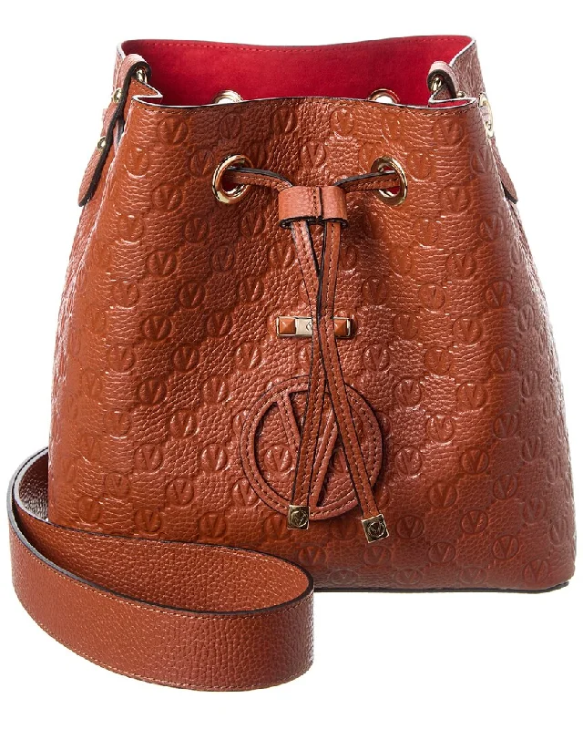 Metallic Bucket Bag in Rose Gold with Chain Strap for a Trendy Party Look Valentino by Mario Valentino Karl Medallion Leather Bucket Bag Metallic Bucket Bag in Rose Gold with Chain Strap for a Trendy Party Look Valentino by Mario Valentino Karl Medallion Leather Bucket Bag