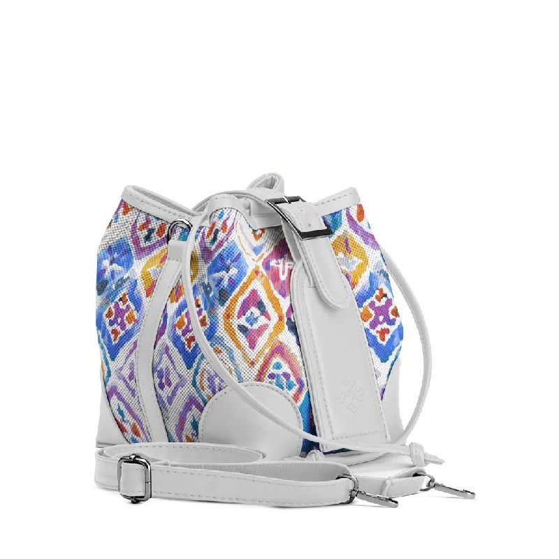 Women's Genuine Leather Bucket Bag in Chestnut Brown with Gold - Tone Hardware for a Sophisticated Look White Bucket Bags Mozaic Women's Genuine Leather Bucket Bag in Chestnut Brown with Gold - Tone Hardware for a Sophisticated Look White Bucket Bags Mozaic