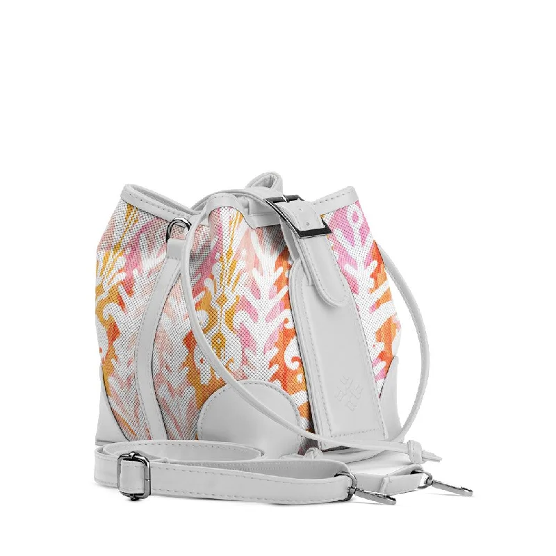 Faux Fur - Lined Bucket Bag in White for a Cozy Winter Accessory White Bucket Bags Rose ikat Faux Fur - Lined Bucket Bag in White for a Cozy Winter Accessory White Bucket Bags Rose ikat