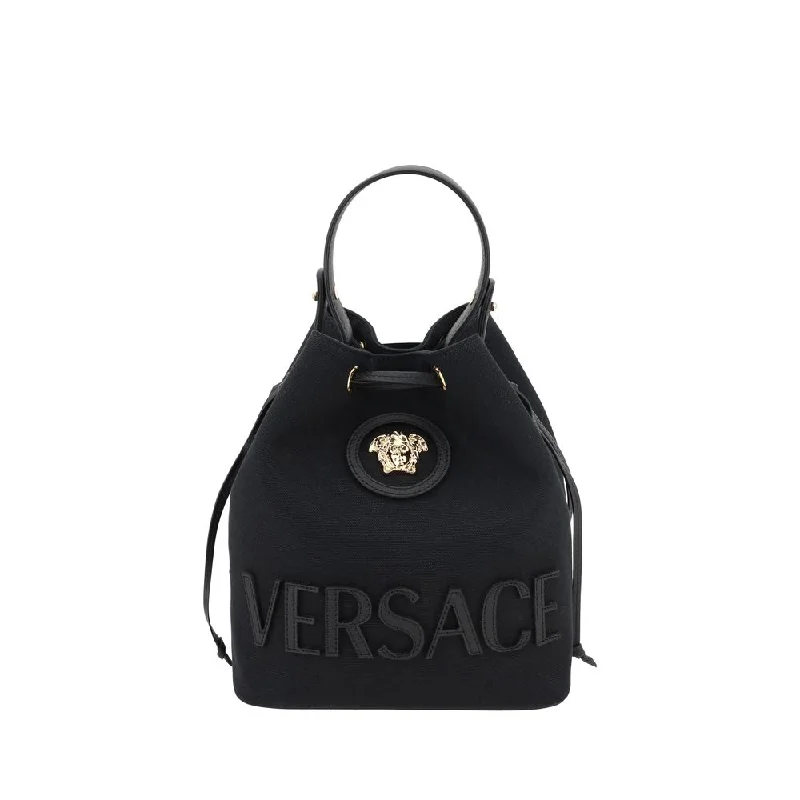 Women's Bucket Bag with Magnetic Closure in Purple for Easy Access Versace La Medusa Bucket Women's Bag Women's Bucket Bag with Magnetic Closure in Purple for Easy Access Versace La Medusa Bucket Women's Bag