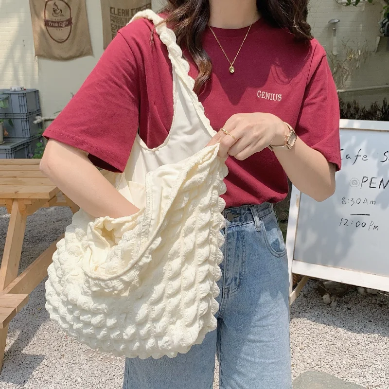 Canvas Beach Bag with Mesh Pockets for Sand - Free Drying Women Cloud Bubbles Shoulder Bag Canvas Beach Bag with Mesh Pockets for Sand - Free Drying Women Cloud Bubbles Shoulder Bag