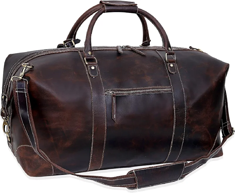 Waterproof Canvas Messenger Bag for Commuting in All Weather 24" Classic Retro Brown Buffalo Leather Travel Duffel: The Ultimate Gym, Travel, and Weekend Companion - Vintage Brown Leather Duffel Bag Waterproof Canvas Messenger Bag for Commuting in All Weather 24" Classic Retro Brown Buffalo Leather Travel Duffel: The Ultimate Gym, Travel, and Weekend Companion - Vintage Brown Leather Duffel Bag