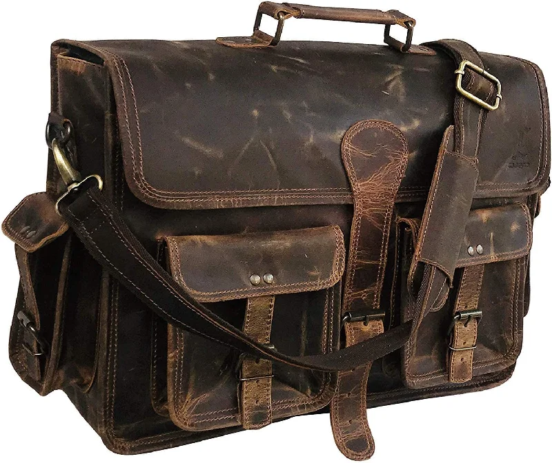 Rustic Brown Canvas Duffle Bag for Weekend Getaways Leather Laptop Messenger Bag Vintage Briefcase Satchel for Men and Women (VINTAGE BROWN) 18 inch Rustic Brown Canvas Duffle Bag for Weekend Getaways Leather Laptop Messenger Bag Vintage Briefcase Satchel for Men and Women (VINTAGE BROWN) 18 inch