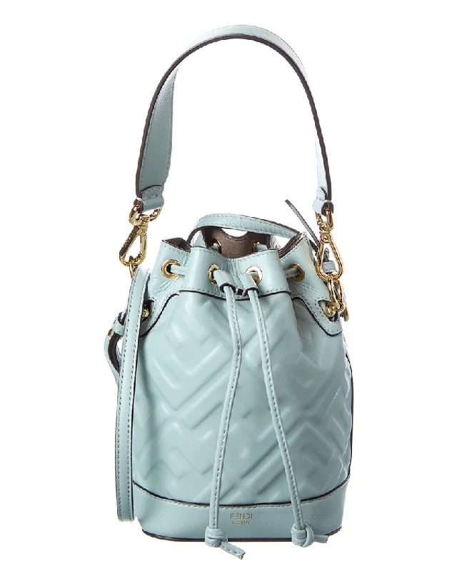 Women's Quilted Bucket Bag in Black with Silver Hardware for a Classic and Timeless Style FENDI Mon Tresor Mini Leather Bucket Bag