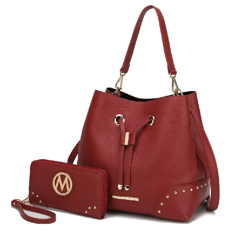 Women's Genuine Leather Bucket Bag in Chestnut Brown with Gold - Tone Hardware for a Sophisticated Look Callie Solid Bucket Bag with matching Wallet Women's Genuine Leather Bucket Bag in Chestnut Brown with Gold - Tone Hardware for a Sophisticated Look Callie Solid Bucket Bag with matching Wallet