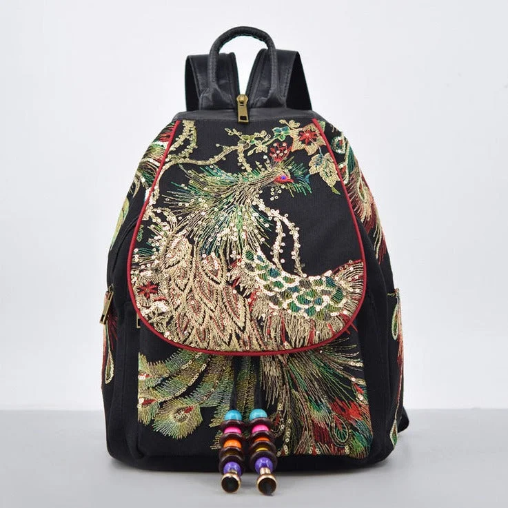Kids' Canvas Backpack with Fun Animal Prints for School Ethnic Style Womens Small Cloth Backpack Canvas Rucksack Kids' Canvas Backpack with Fun Animal Prints for School Ethnic Style Womens Small Cloth Backpack Canvas Rucksack
