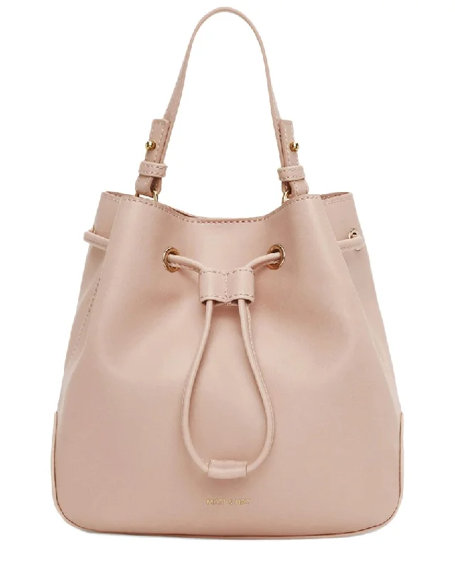 Canvas and Leather - Trimmed Bucket Bag in Beige for a Casual Weekend Getaway MATT & NAT Dupont Bucket Bag Canvas and Leather - Trimmed Bucket Bag in Beige for a Casual Weekend Getaway MATT & NAT Dupont Bucket Bag