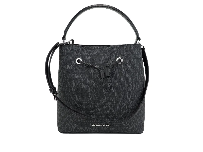 Women's Printed Bucket Bag in Floral Patterns for a Spring - Themed Day at the Park Michael Kors Suri Large Signature PVC Convertible Bucket Bag to Backpack Bag (Women's Signature) Women's Printed Bucket Bag in Floral Patterns for a Spring - Themed Day at the Park Michael Kors Suri Large Signature PVC Convertible Bucket Bag to Backpack Bag (Women's Signature)