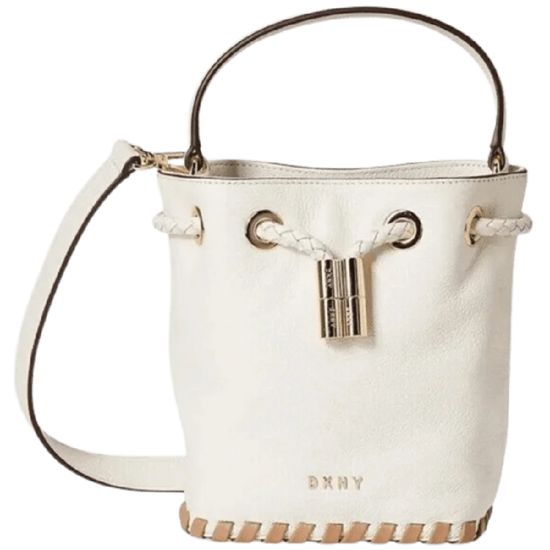 Bucket Bag with Geometric Print in Multicolor for a Contemporary and Eye - Catching Appeal DKNY Winnie Small White Leather Women's Bucket Bag R02JUI94XGQ