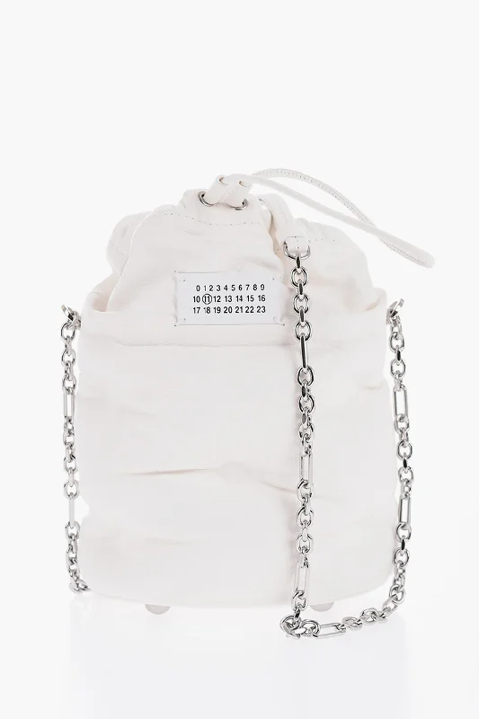 Vegan Leather Bucket Bag in Light Gray for the Ethical Fashionista Maison Margiela Mm11 Leather Glam Slam Bucket Bag With Silver-Tone Chain Vegan Leather Bucket Bag in Light Gray for the Ethical Fashionista Maison Margiela Mm11 Leather Glam Slam Bucket Bag With Silver-Tone Chain