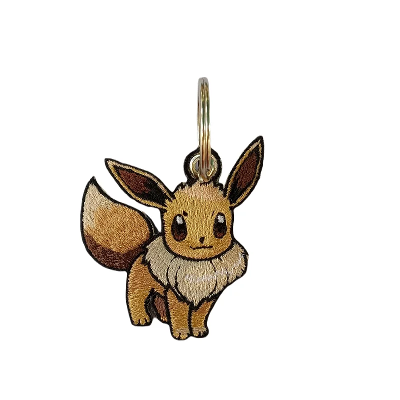 Customizable Canvas Tote Bag for Brand Promotion EEVEE EMBROIDERY BAG TAG-BROWN