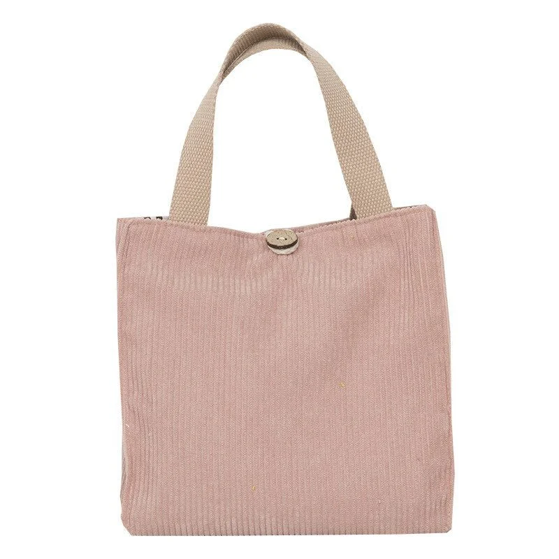 Multicolor Striped Canvas Tote Bag for Beach Trips Lunch Bag Corduroy