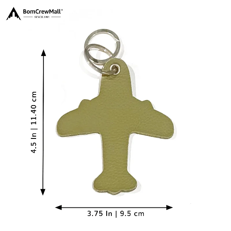 Recycled Canvas Shoulder Bag for Eco - Conscious Consumers AIRPLANE LEATHER BAG TAG WITH KEY RING - SMALL OLIVE Recycled Canvas Shoulder Bag for Eco - Conscious Consumers AIRPLANE LEATHER BAG TAG WITH KEY RING - SMALL OLIVE
